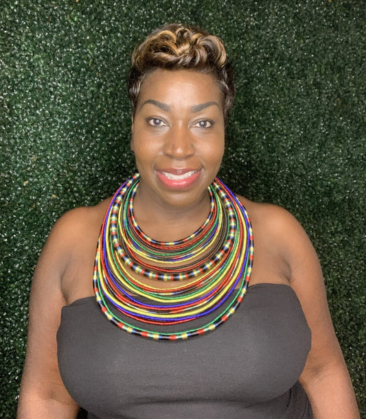 Aziza Tribal Bib (Rainbow)