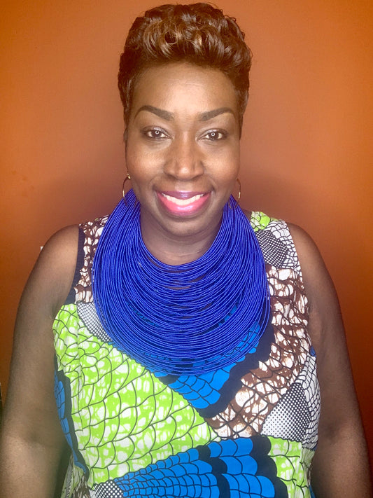 Aziza Tribal Bib (Royal Blue)