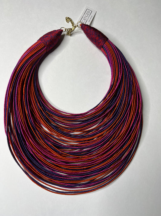 Aziza Tribal Bib (Royal Blue/Orange/Pink)