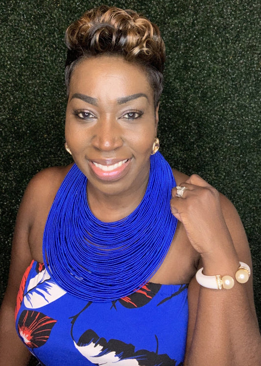 Aziza Tribal Bib (Royal Blue)