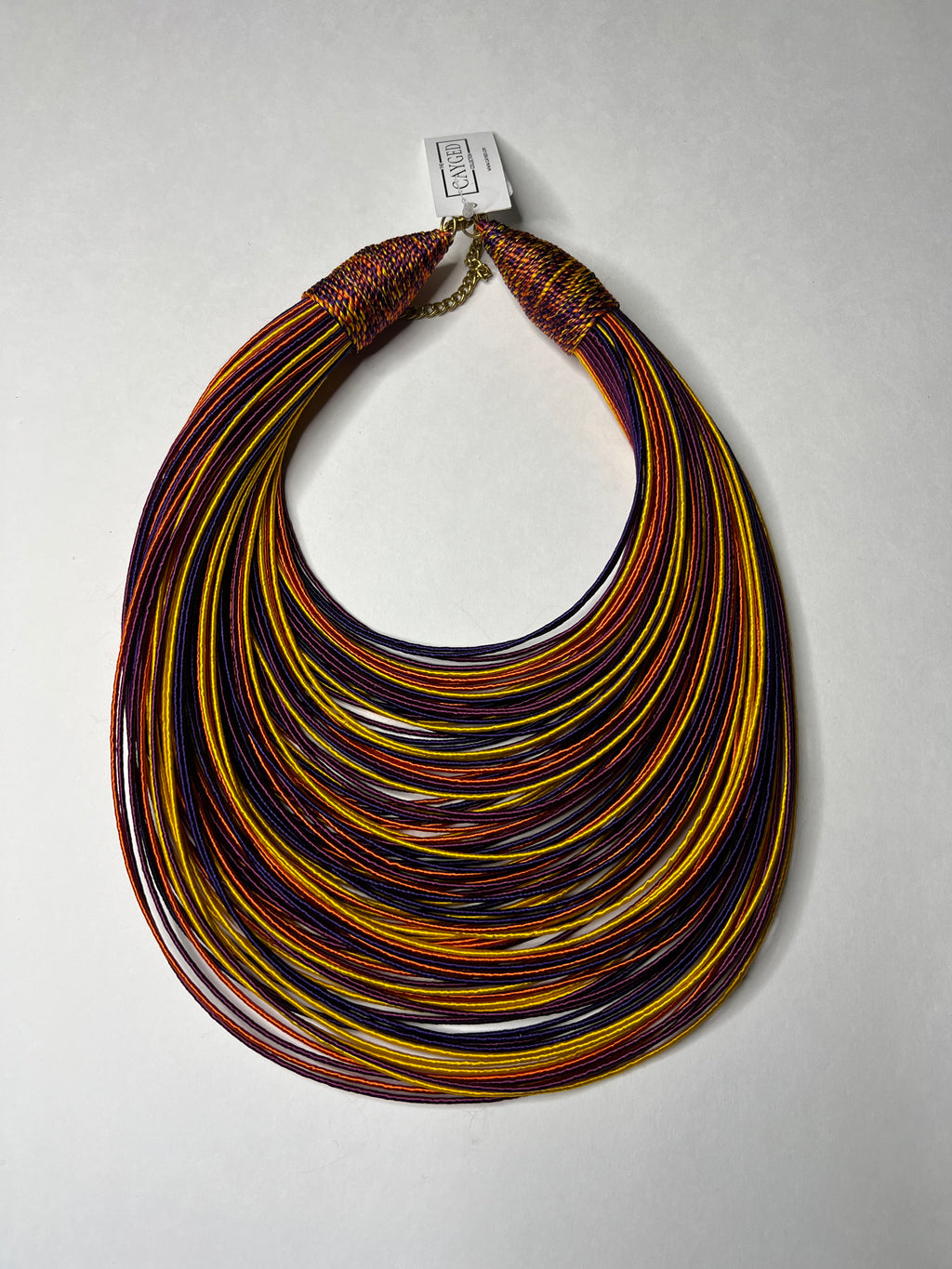 Aziza Tribal Bib (Mustard/Purple/ Orange)