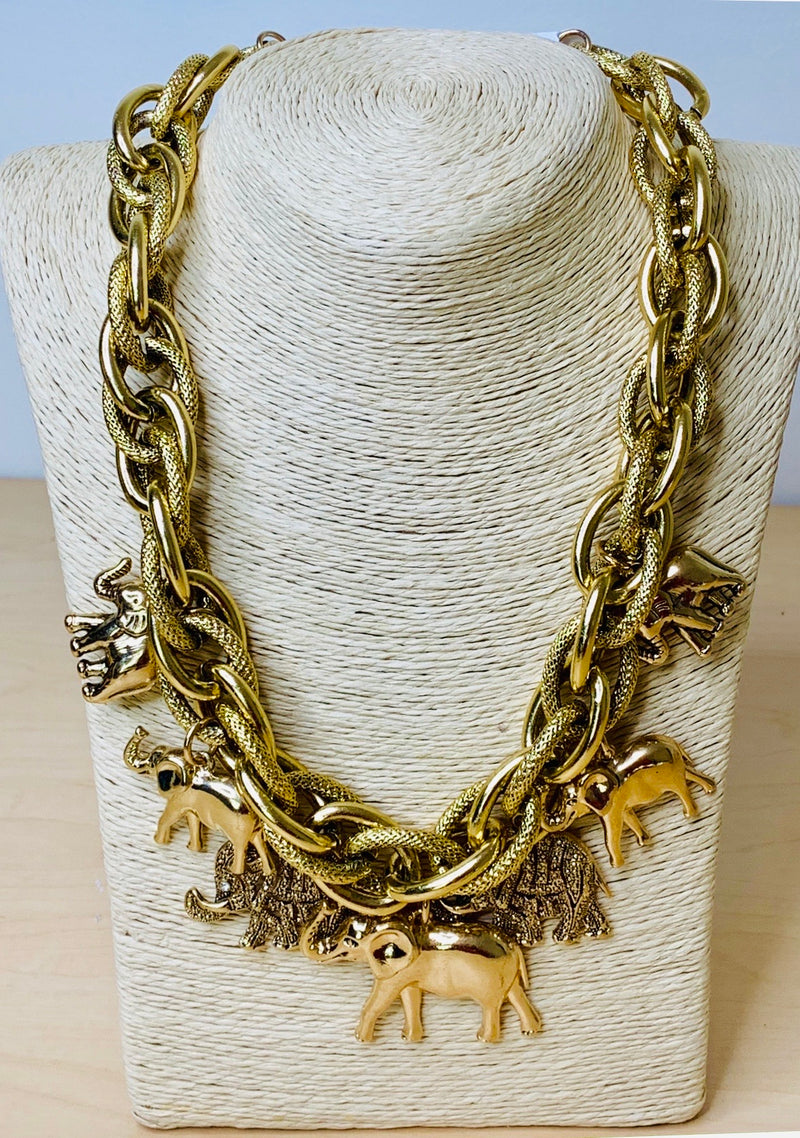 Ella Elephant Charm Necklace (Gold)