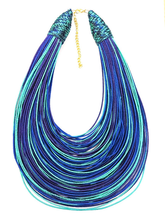 Aziza Tribal Bib (Purple/Royal Blue/Mint Green)