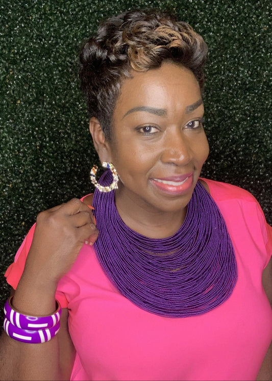 Aziza Tribal Bib (Purple)