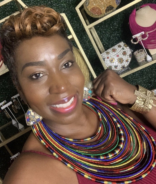 Aziza Tribal Bib (Rainbow)